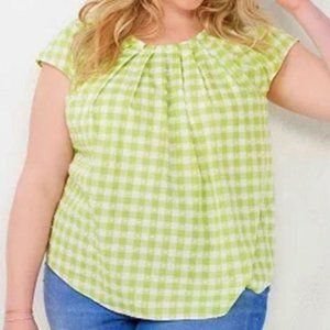 LC Lauren Conrad Green Checkered Top - 3x